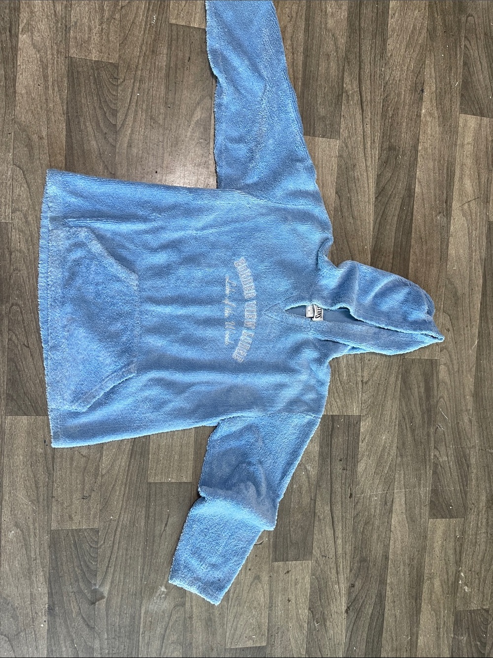 Cozy Light Blue Hooded Fleece Sweatshirt